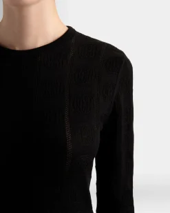 Rundhals-Shirt Baumwolle Und Seide In Schwarz