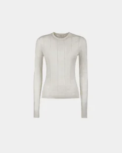 Rundhals-Top Aus Seidenmischung In Beige