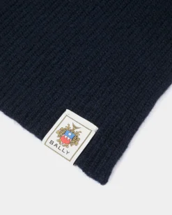 Schal Aus Wolle In Navy Blue Mit Bally Crest Logo
