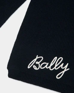 Schal Aus Wolle In Navy Blue Mit Logo