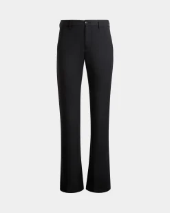 Schlaghose Aus Wolle In Navy Blue