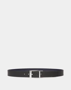 Shiffie 35 mm Verstellbarer Wendegürtel Aus Leder In Schwarz Und Navy Blue