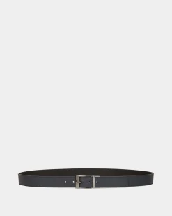 Shiffie 35 mm Verstellbarer Wendegürtel Aus Leder In Navy Blue Und Schwarz