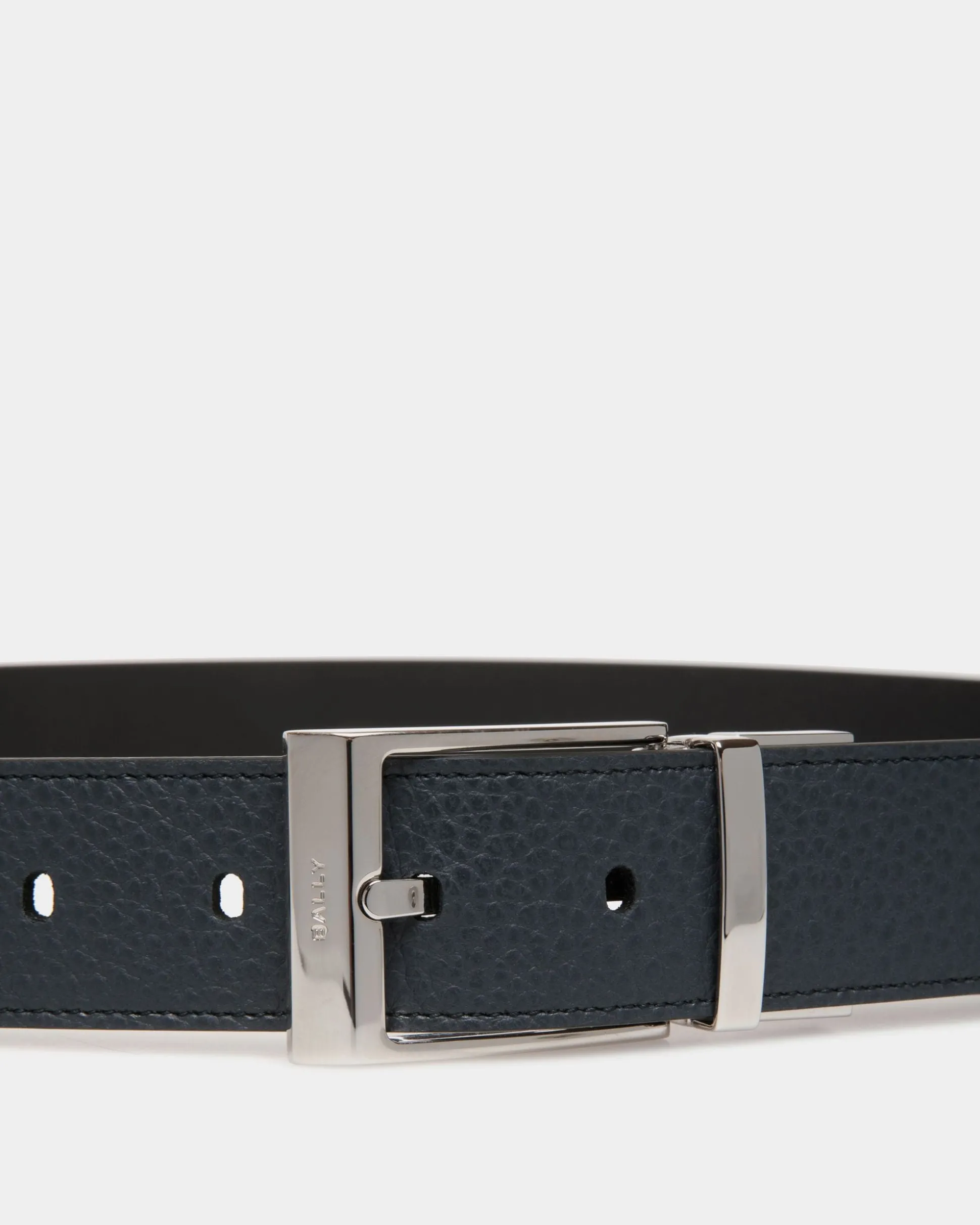 Shiffie 35 mm Verstellbarer Wendegürtel Aus Leder In Navy Blue Und Schwarz