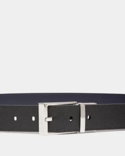 Shiffie 35 mm Verstellbarer Wendegürtel Aus Leder In Schwarz Und Navy Blue