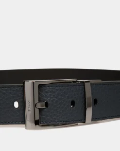 Shiffie 35 mm Verstellbarer Wendegürtel Aus Leder In Navy Blue Und Schwarz
