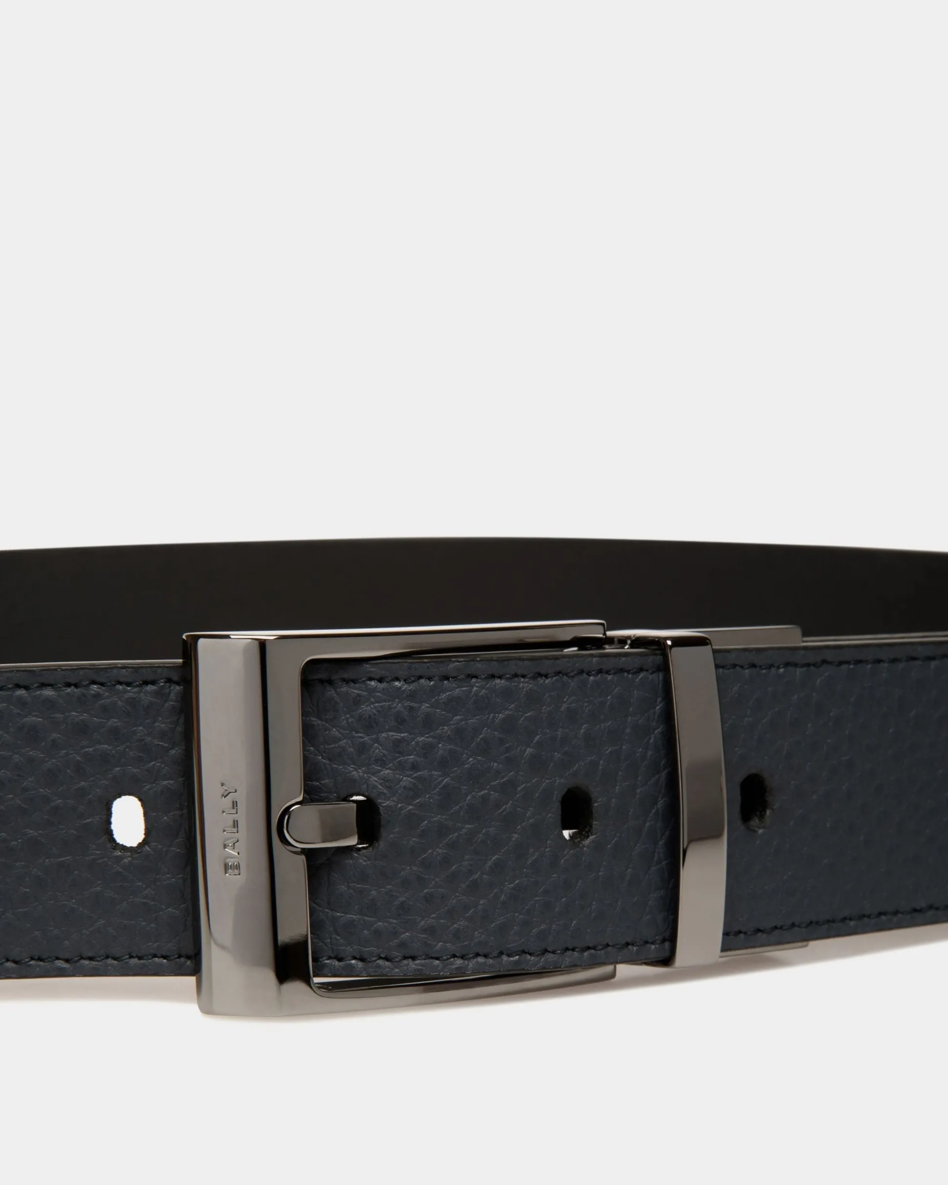 Shiffie 35 mm Verstellbarer Wendegürtel Aus Leder In Navy Blue Und Schwarz