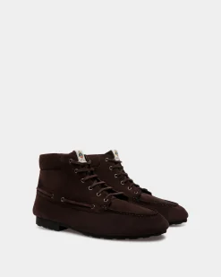 Stiefelette Plume Aus Ebenholzfarbenem Veloursleder