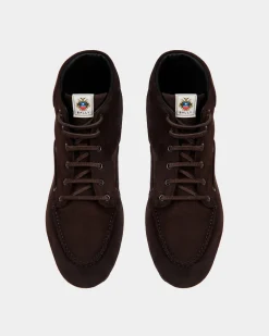 Stiefelette Plume Aus Ebenholzfarbenem Veloursleder