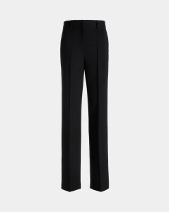Straight Leg-Hose Aus Wollmix In Schwarz