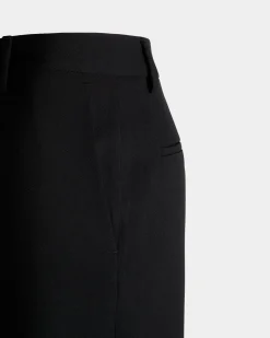 Straight Leg-Hose Aus Wollmix In Schwarz