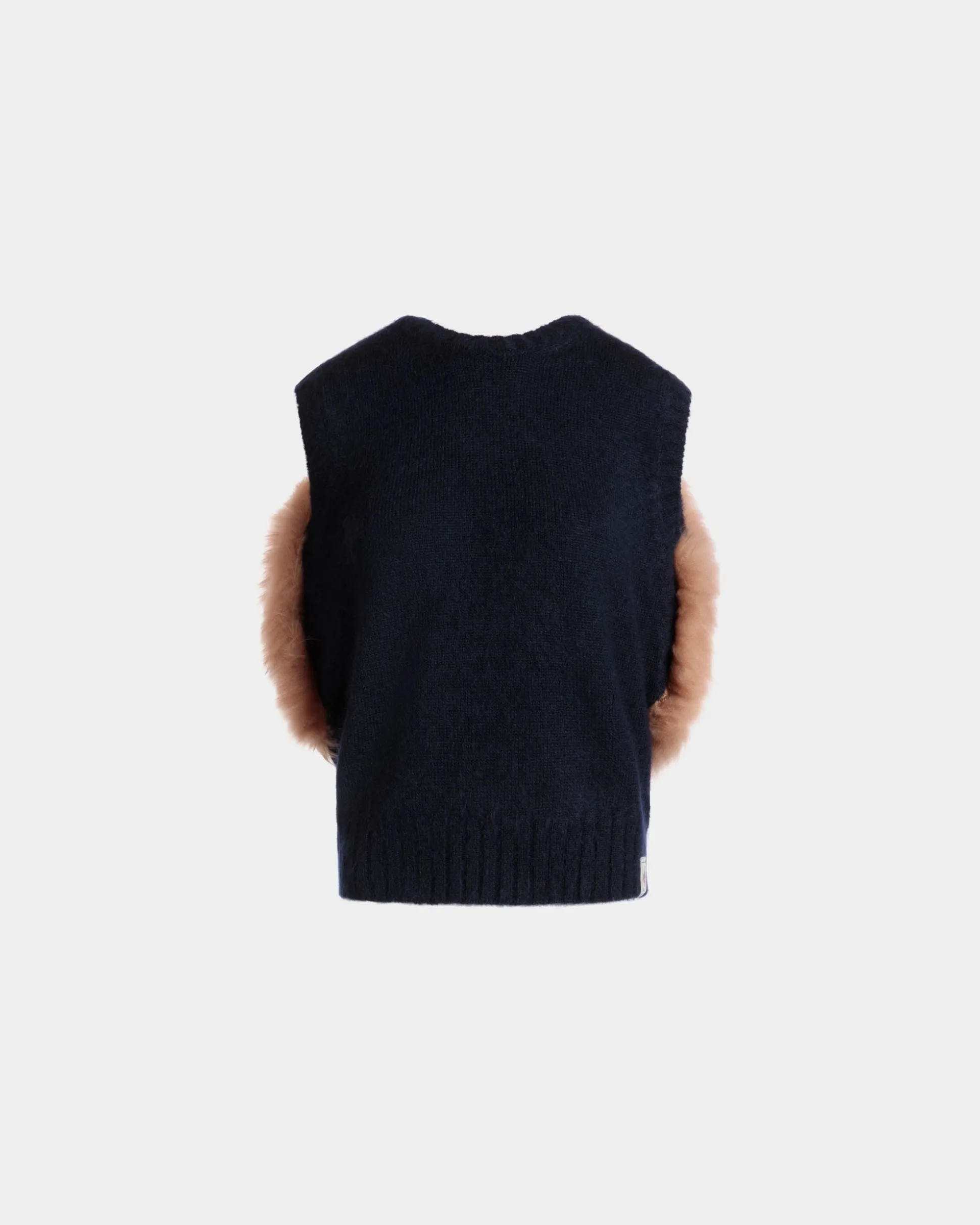 Strickweste Aus Mohair Und Seide In Navy Blue Und Praline Beige
