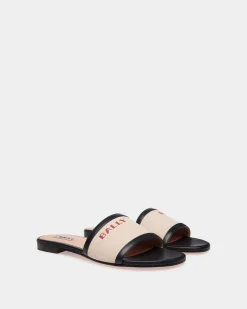 Summer Capsule Pantolette Aus Canvas Und Leder In Natur Und Marineblau