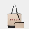Summer Capsule Tragetasche Aus Canvas Und Leder In Natur Und Marineblau