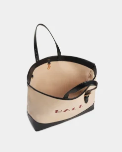 Summer Capsule Tragetasche Aus Canvas Und Leder In Natur Und Marineblau