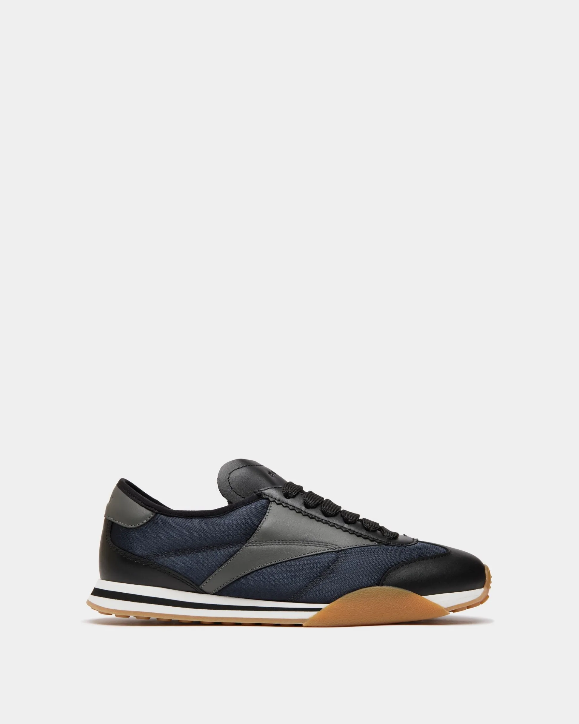 Sussex-Sneaker aus schwarzem und Navy Blue Leder und Stoff