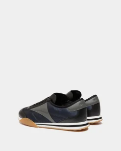 Sussex-Sneaker aus schwarzem und Navy Blue Leder und Stoff