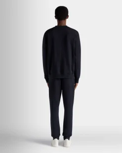 Sweatshirt Mit Rundhalsausschnitt Aus Kaschmirgemisch In Navy Blue Aus Der Adrien Brody Travel-Kollektion