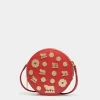 Swissness Round Minibag Mit Nieten Aus Leder In Candy Red