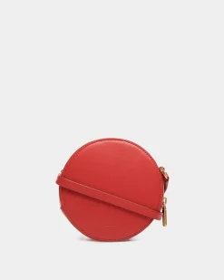 Swissness Round Minibag Mit Nieten Aus Leder In Candy Red