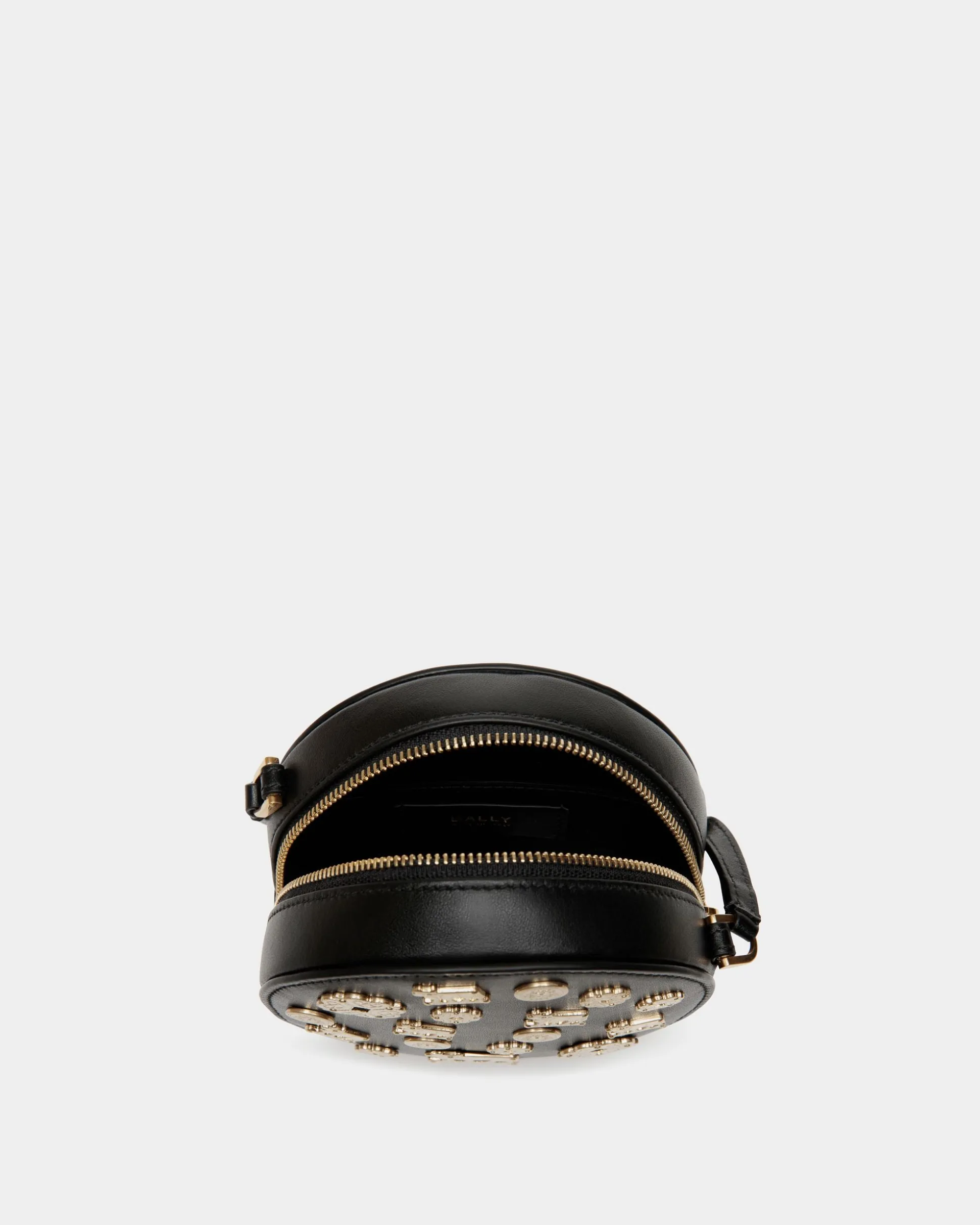 Swissness Round Minibag Mit Nieten Aus Leder In Schwarz
