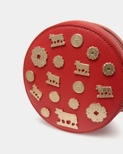 Swissness Round Minibag Mit Nieten Aus Leder In Candy Red