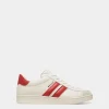 Tennis Sneaker Aus Leder In Weiß Und Candy Red