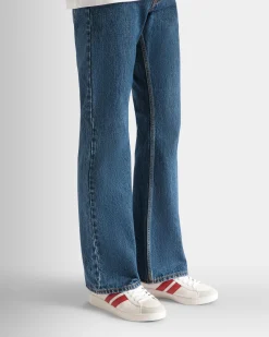 Tennis Sneaker Aus Leder In Weiß Und Candy Red