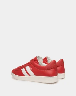 Tennis Sneaker Aus Leder In Candy Red Und Weiß