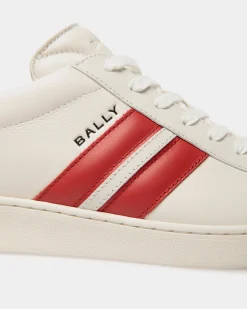 Tennis Sneaker Aus Leder In Weiß Und Candy Red