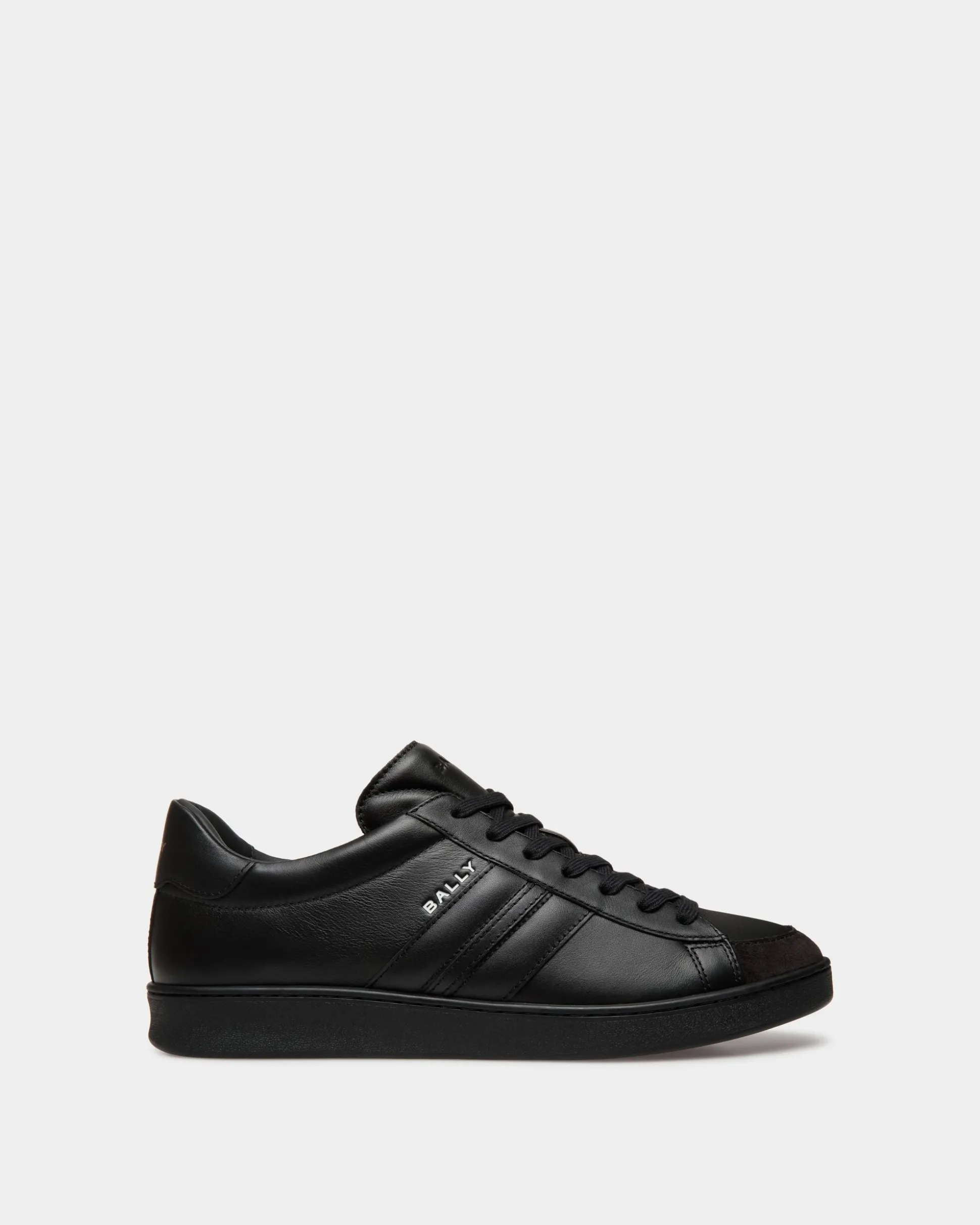 Tennis Sneaker Aus Schwarzem Leder