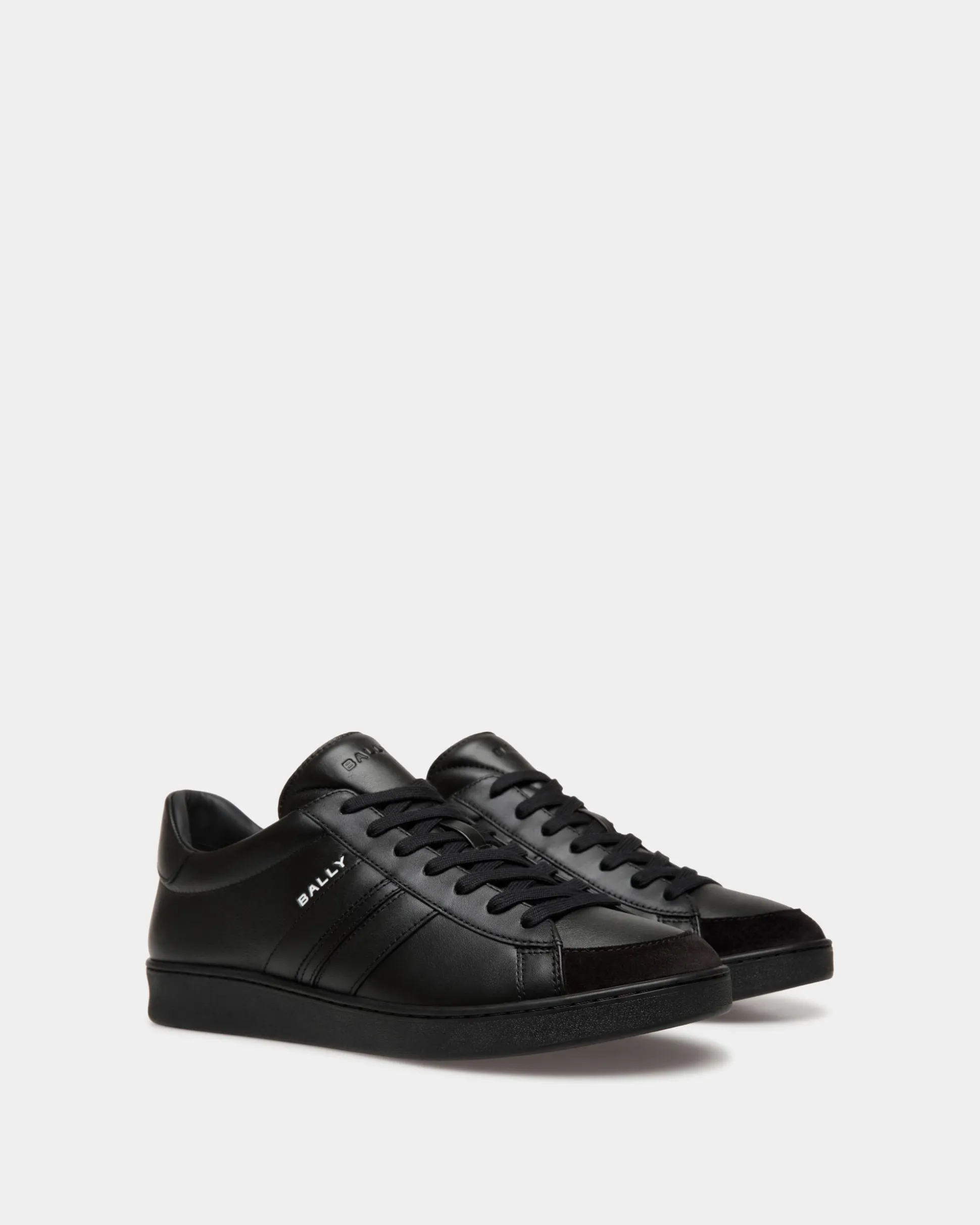 Tennis Sneaker Aus Schwarzem Leder