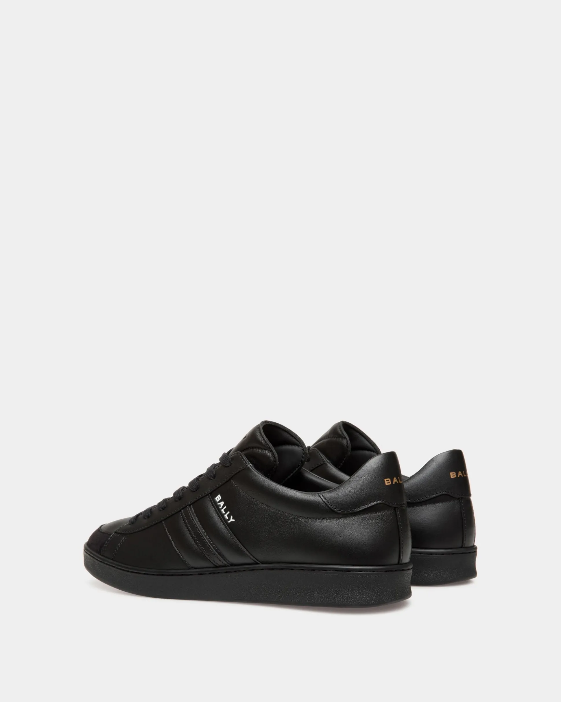 Tennis Sneaker Aus Schwarzem Leder
