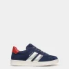 Tennis Sneaker Aus Veloursleder In Navy Blue Und Candy Red