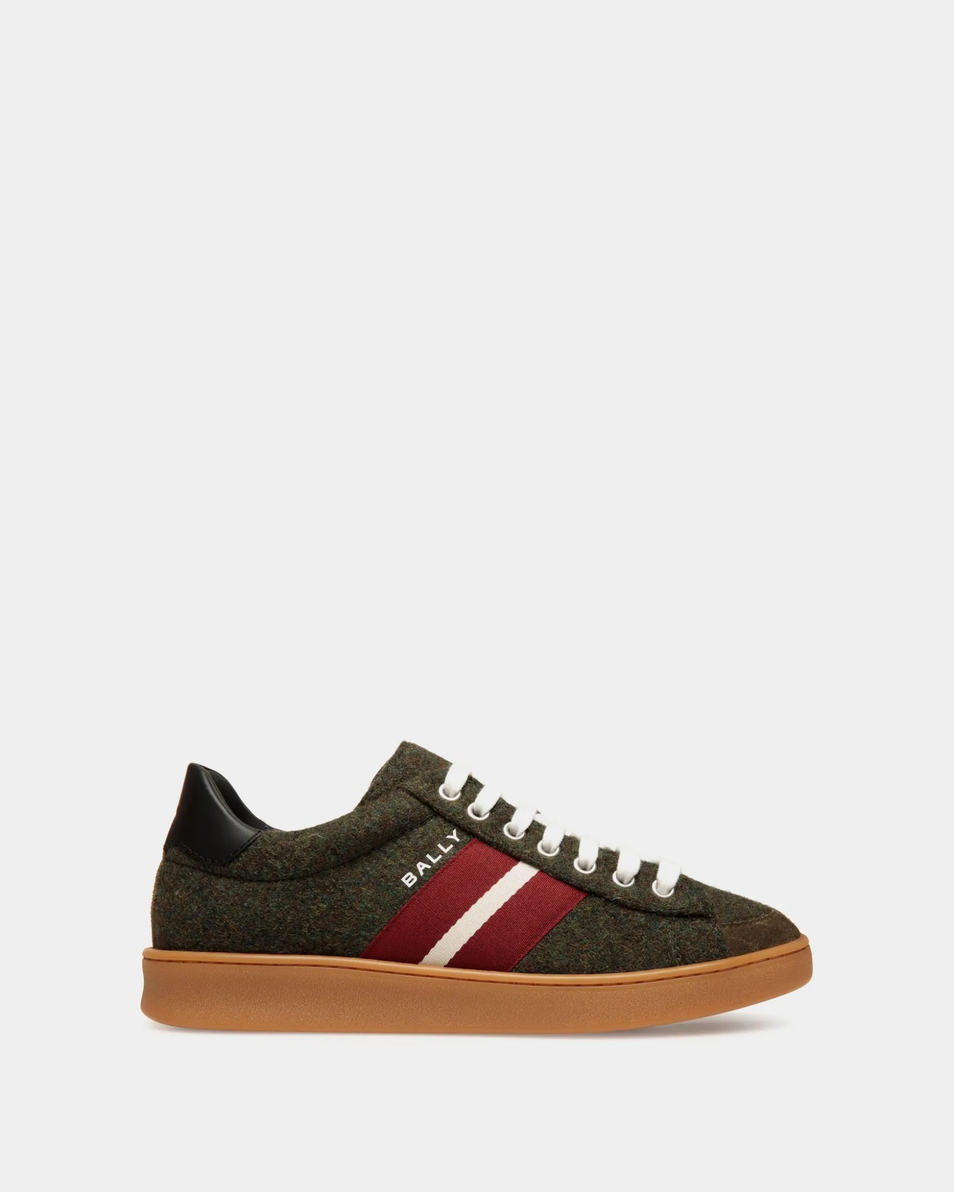Tennis-Sneaker Aus Wollstoff In Sage Green Und Rot