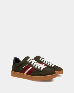 Tennis-Sneaker Aus Wollstoff In Sage Green Und Rot