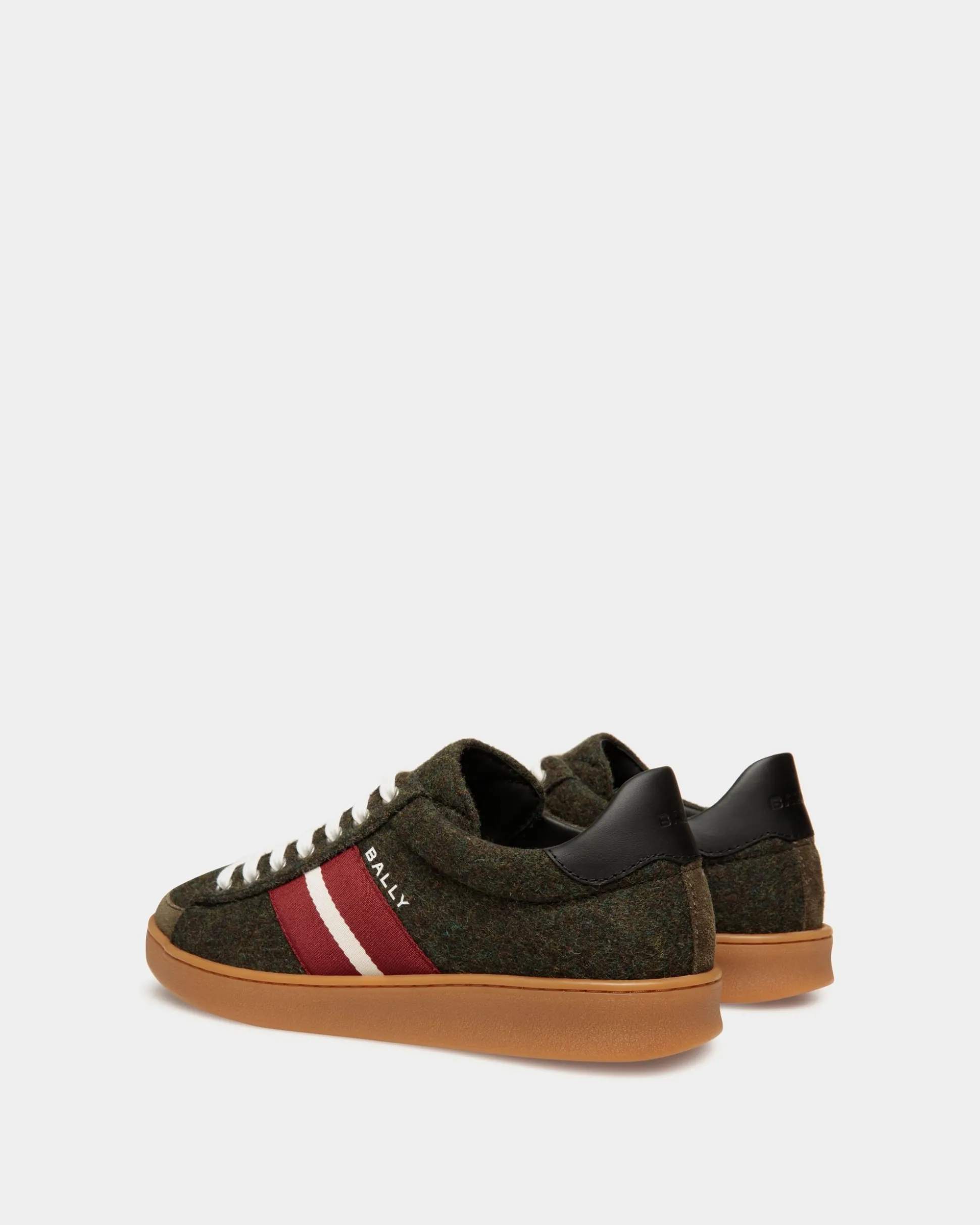 Tennis-Sneaker Aus Wollstoff In Sage Green Und Rot