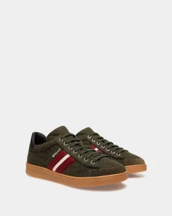 Tennis-Sneaker Für Herren Aus Wollgewebe Und Leder In Sage Green Und Schwarz