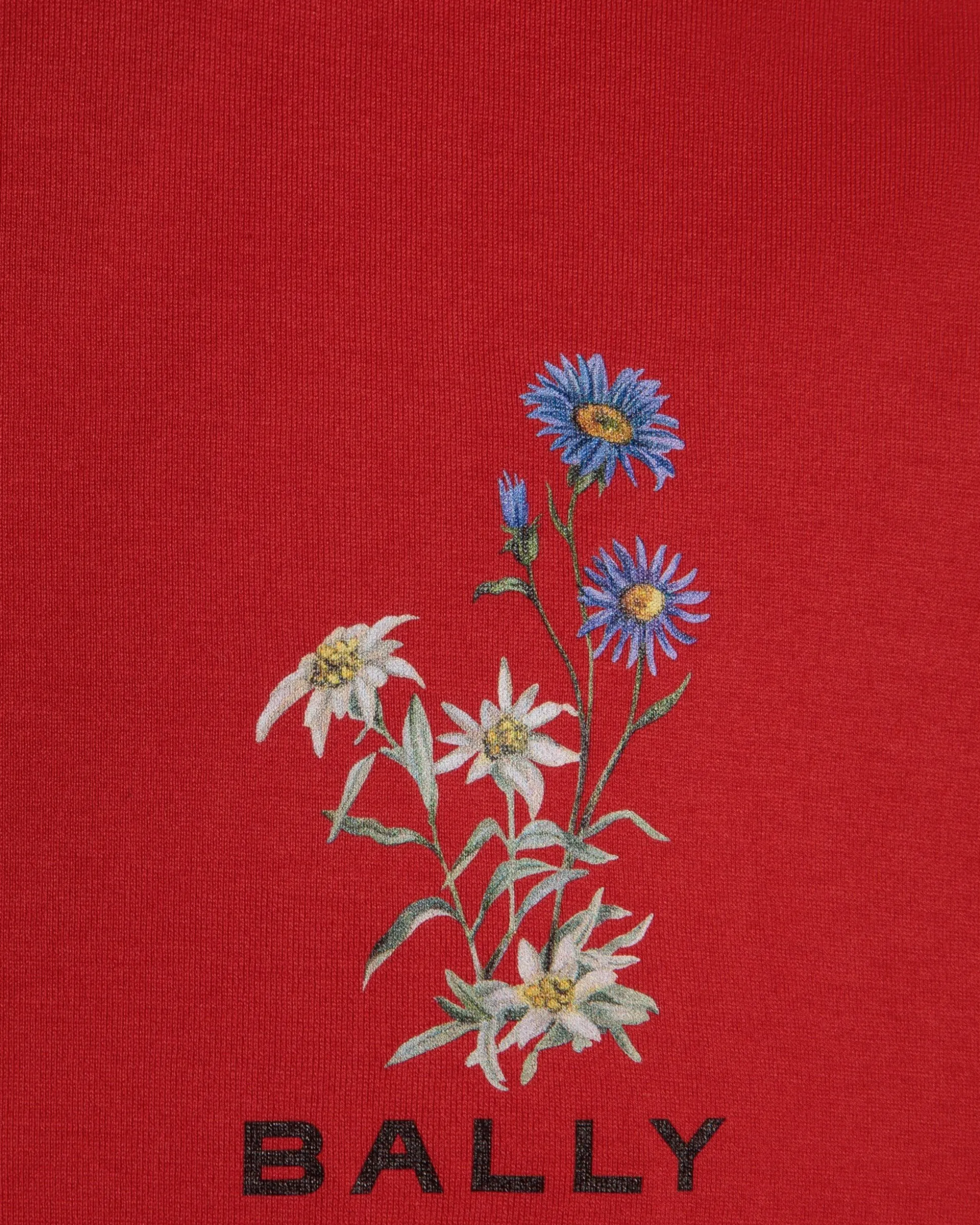 T-Shirt Aus Baumwolle In Candy Red Mit Mountain Flower-Print