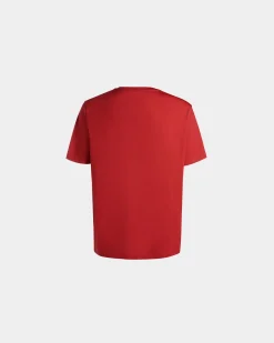 T-Shirt Aus Baumwolle In Candy Red Mit Mountain Flower-Print