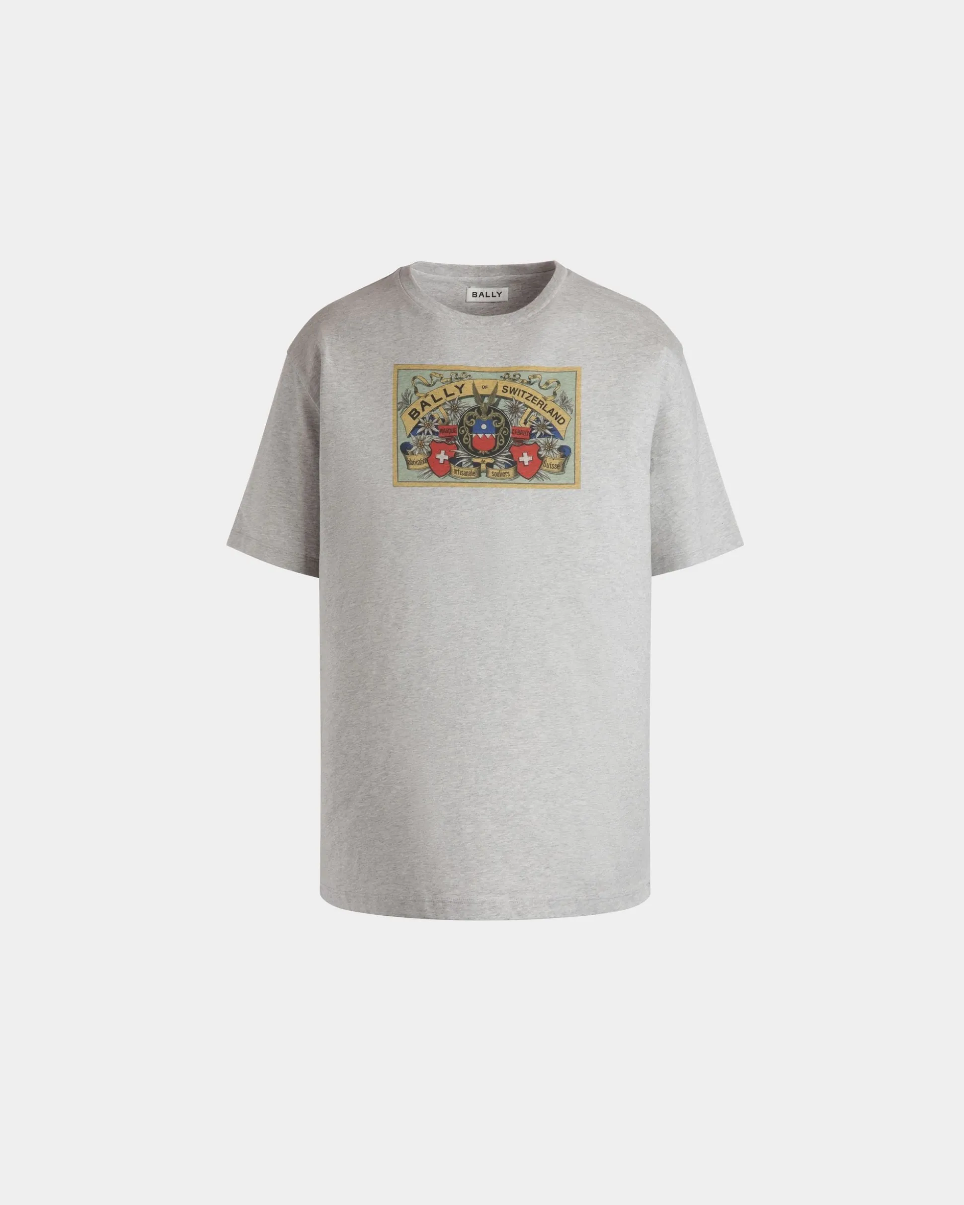 T-Shirt Aus Baumwolle In Grau Meliert Mit Bally Crest Label