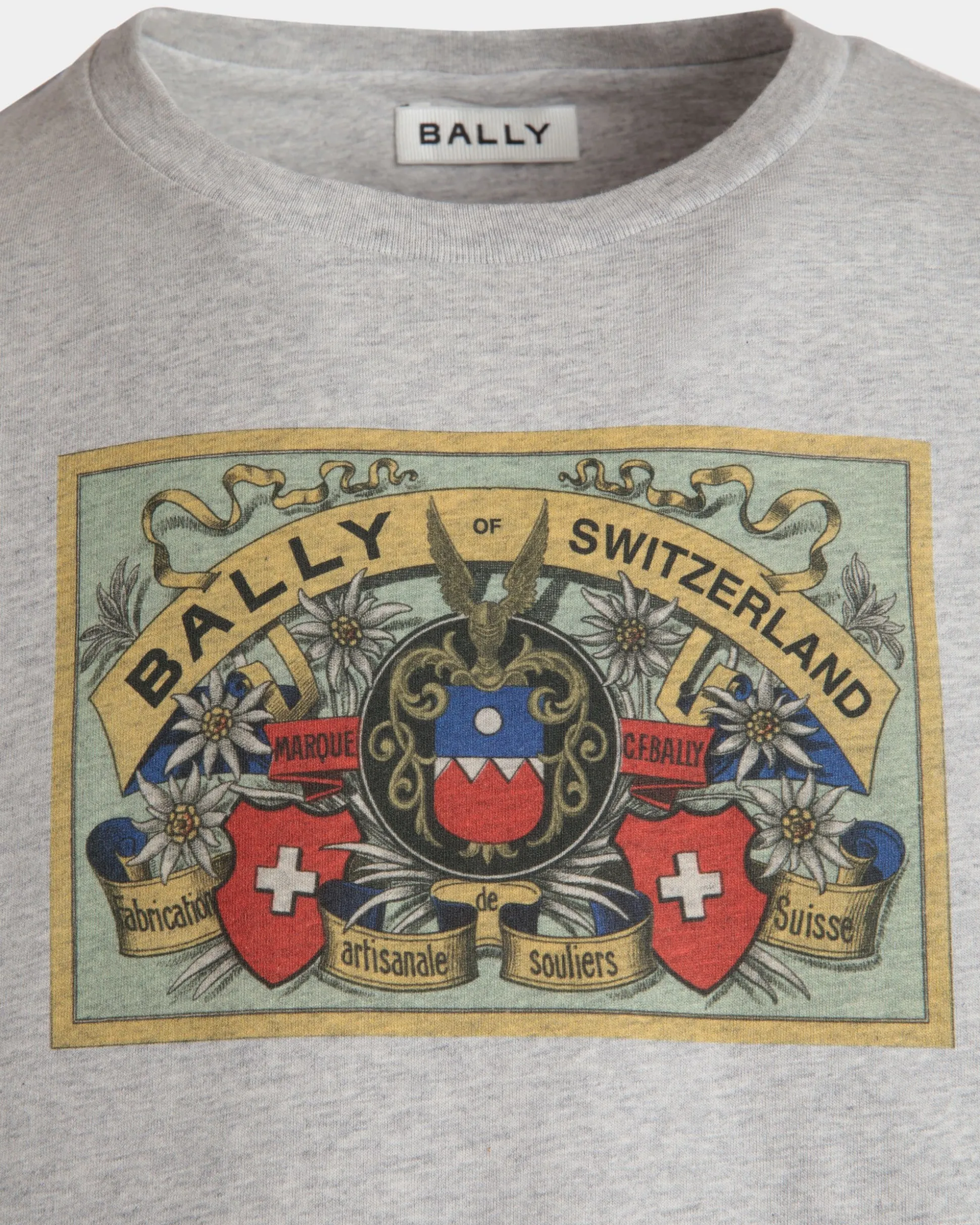 T-Shirt Aus Baumwolle In Grau Meliert Mit Bally Crest Label