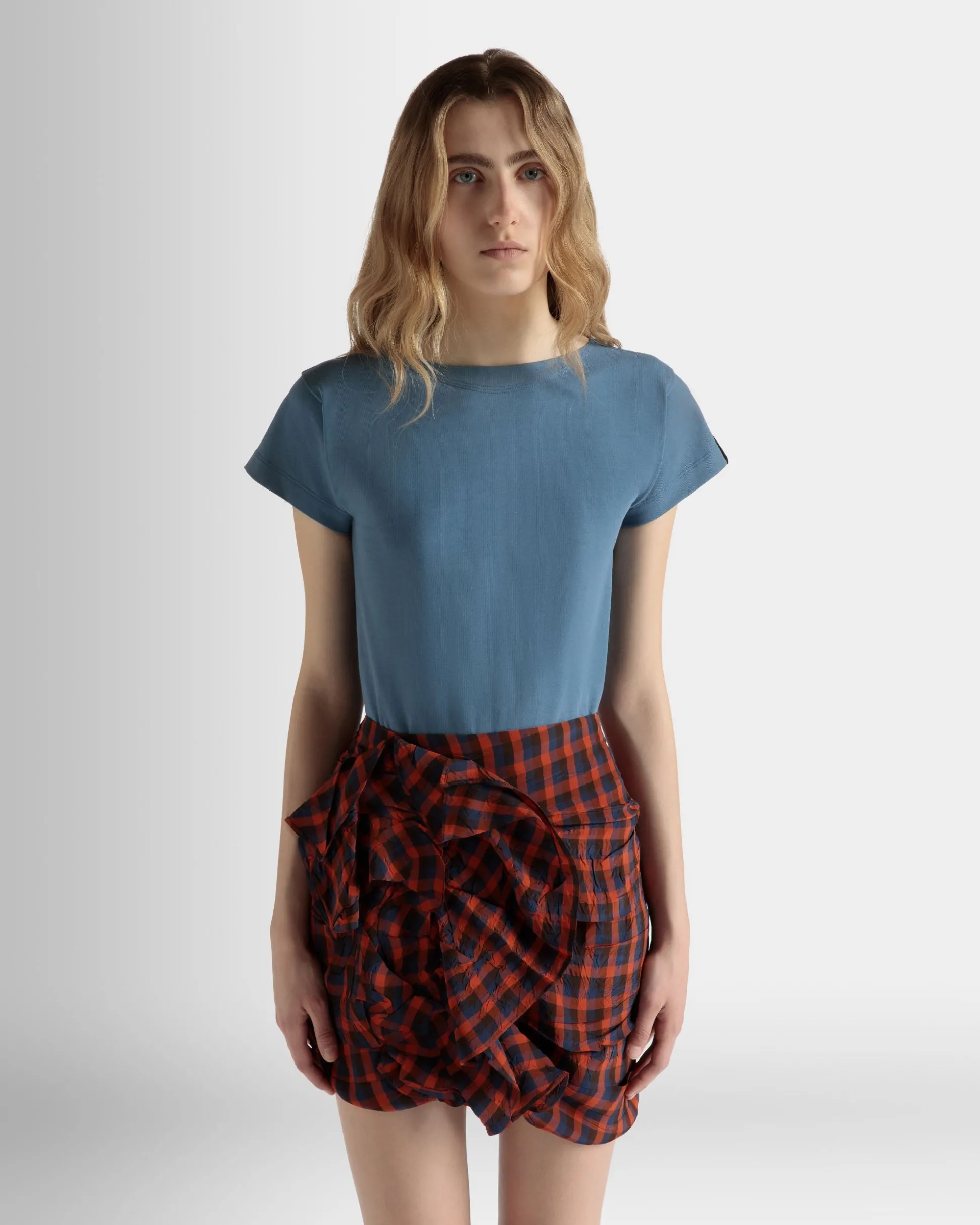 T-Shirt Aus Baumwolle In Light Blue