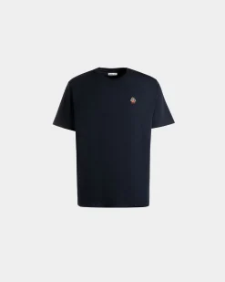 T-Shirt Aus Baumwolle In Navy Blue Mit Bally Crest Logo