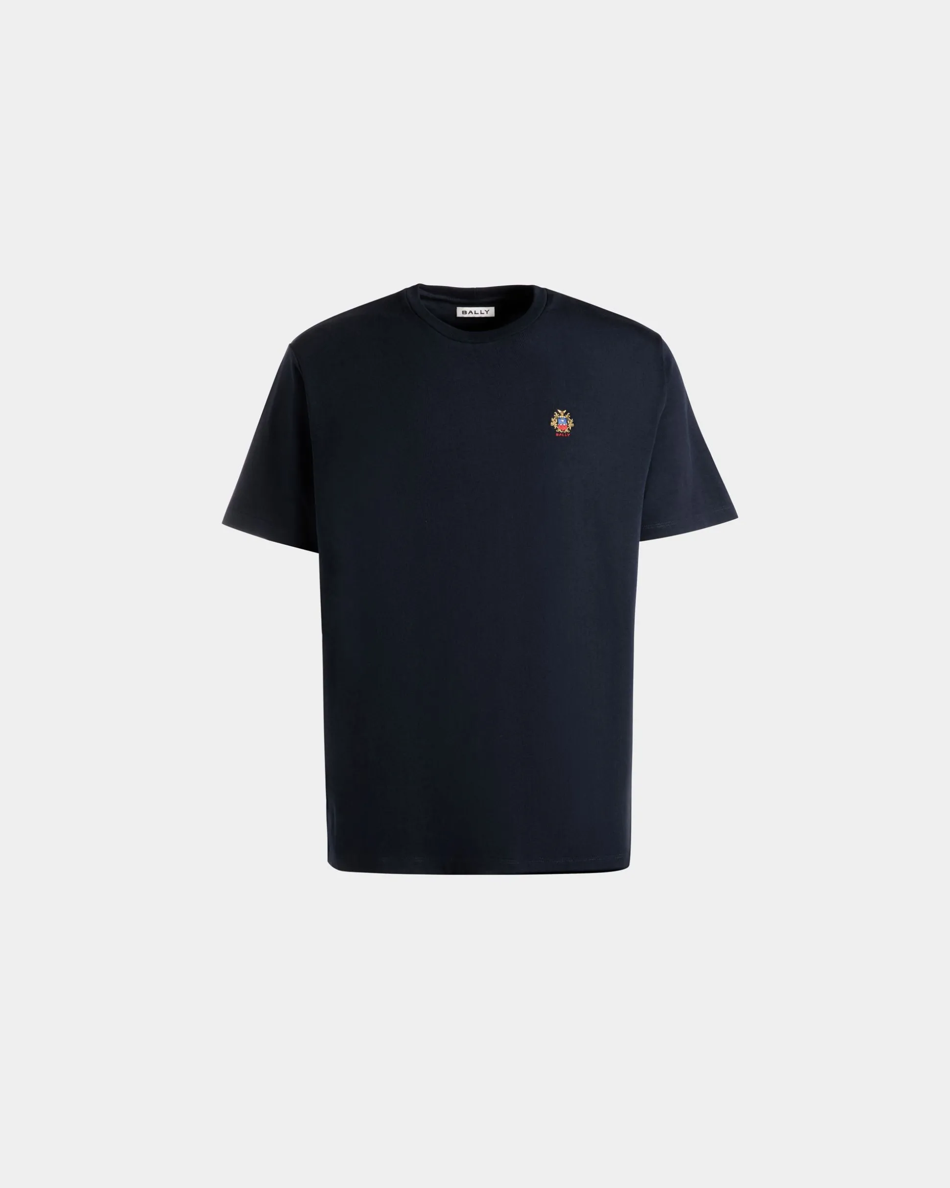 T-Shirt Aus Baumwolle In Navy Blue Mit Bally Crest Logo