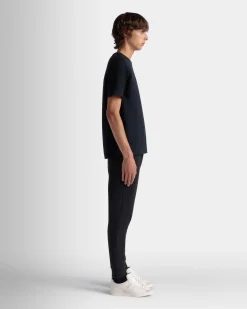 T-Shirt Aus Baumwolle In Navy Blue Mit Bally Crest Logo