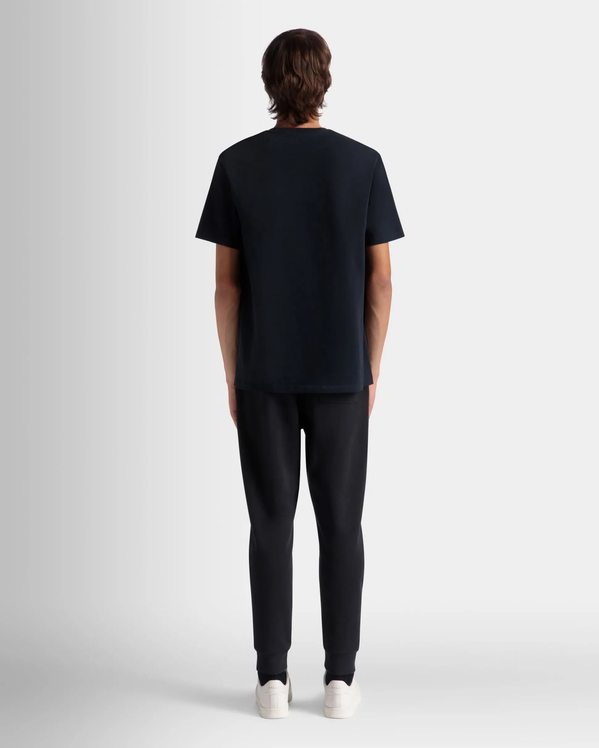 T-Shirt Aus Baumwolle In Navy Blue Mit Bally Crest Logo