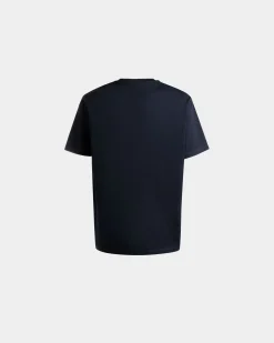 T-Shirt Aus Baumwolle In Navy Blue Mit Bally Crest Logo