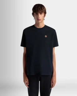 T-Shirt Aus Baumwolle In Navy Blue Mit Bally Crest Logo