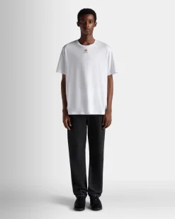 T-Shirt Aus Baumwolle In Weiß Mit Bally Crest Logo